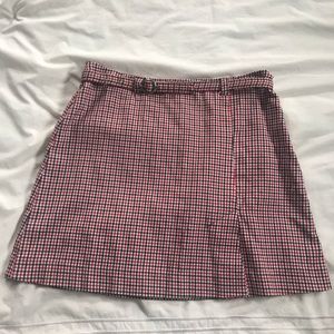 90s vintage red plaid skirt w/ matching belt